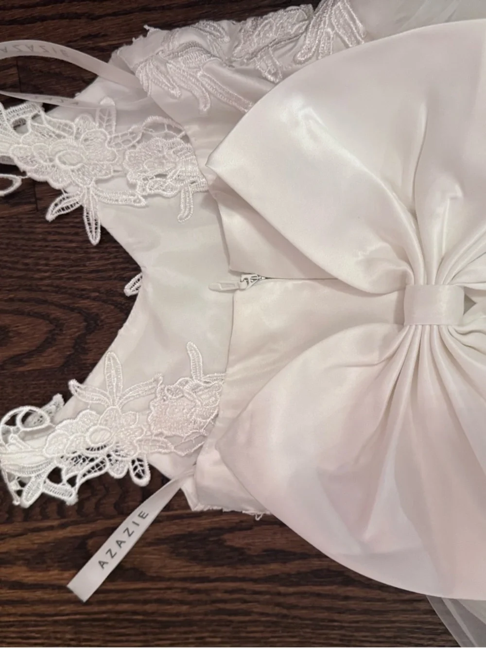 Azazie White Lace Bodice Tulle Flower Girl Dress - Picture 4 of 7